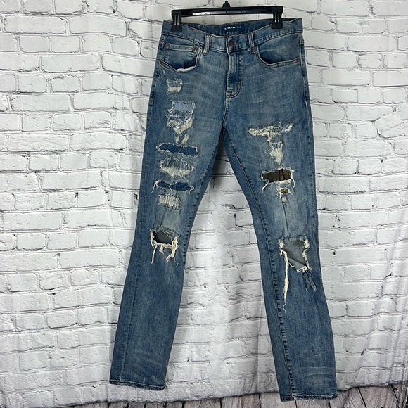 Aeropostale jeans skinny distressed patches blue size 31 - Picture 3 of 17